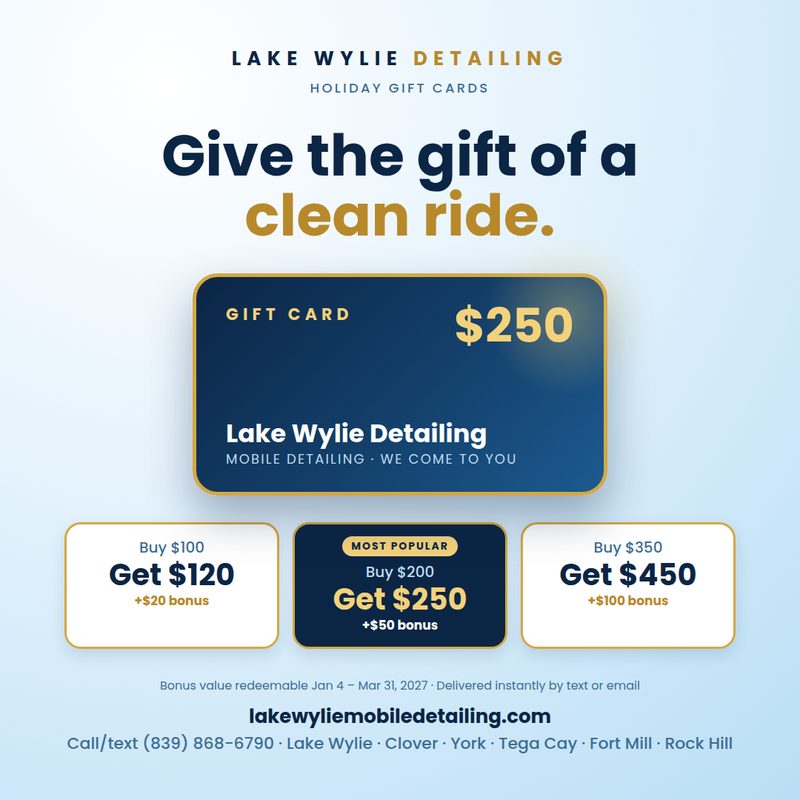 Lake Wylie Detailing holiday gift cards with bonus value